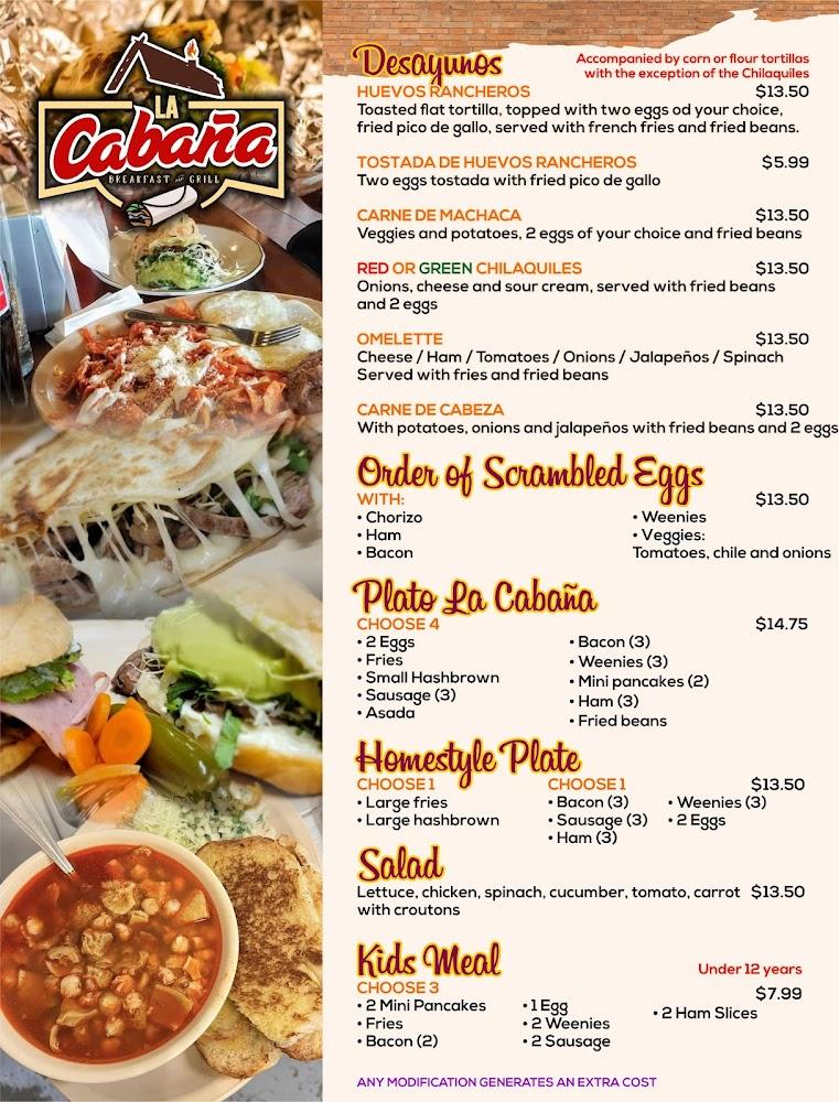 La cabaña breakfast and grill Menu image 2